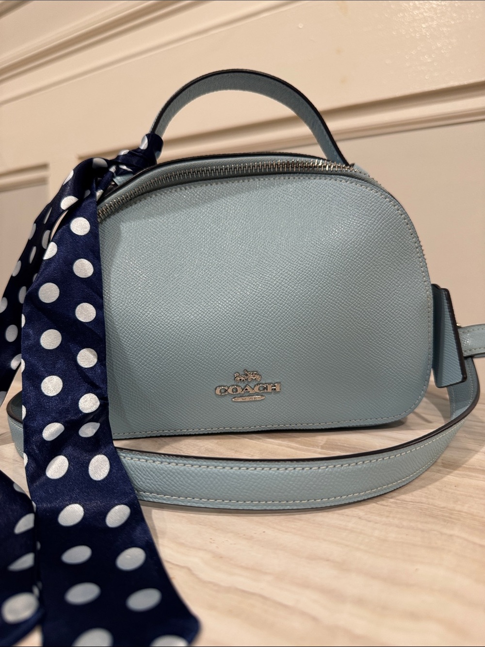 Coach Bag Mini Serena Crossbody Light Blue Leather Satchel - Picture 5 of 17